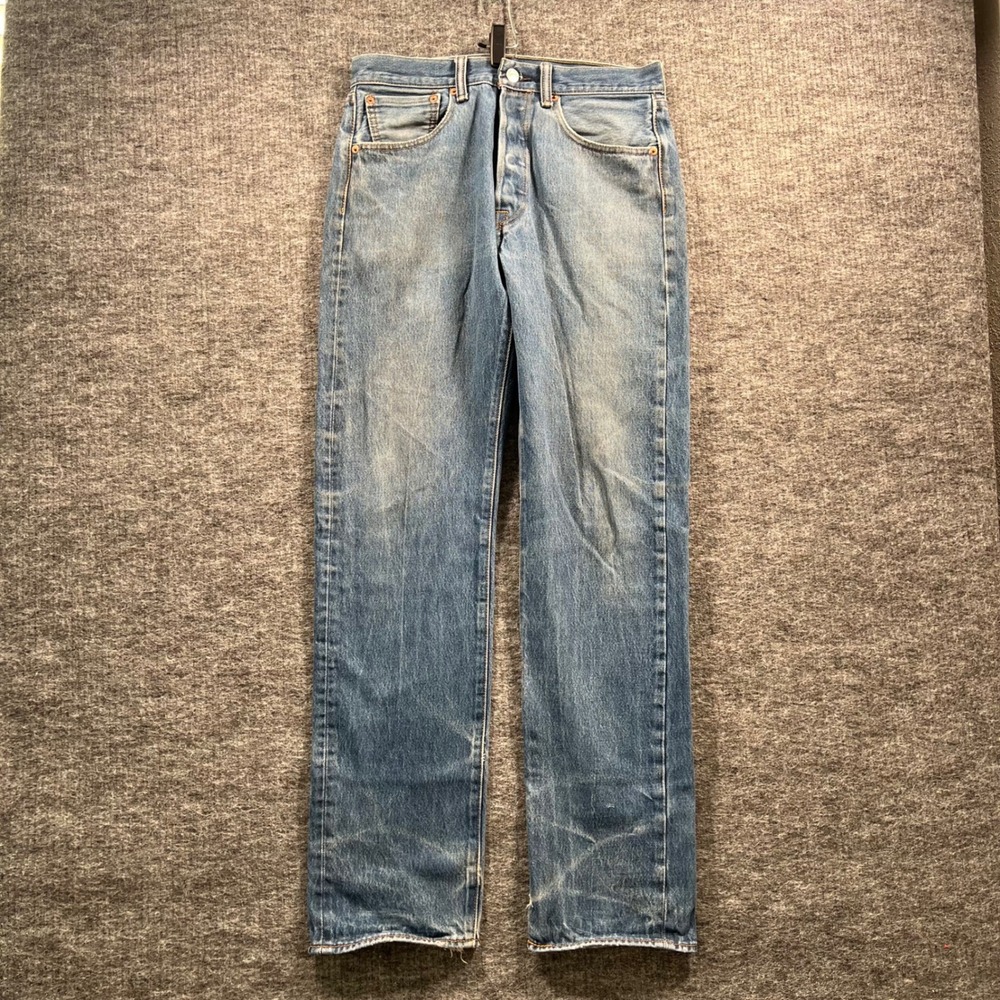Levis 501 Original Fit Jeans Mens W32 L36 Blue Denim Straight Leg Button Fly